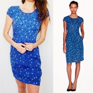 J. Crew Blue Polka Dot Silk Cap Sleeve Dress 10